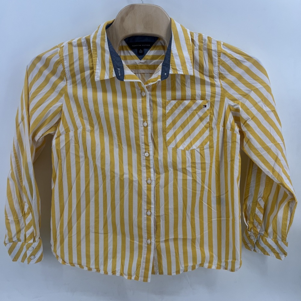 Tommy Hilfiger Yellow Striped Button Down Shirt Men's Size XL